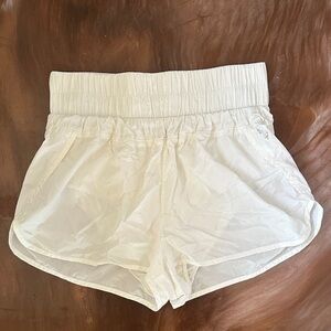 White Elastic Waist Shorts